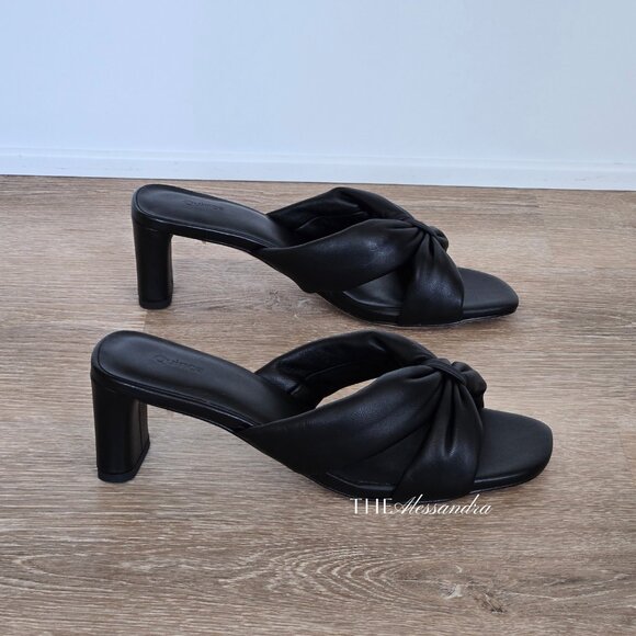 Quince Italian Leather Twist Mid Heel Mule Black Size 8 New In Box MSRP $79.90 - Picture 7 of 16